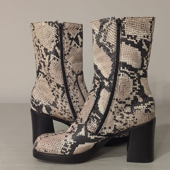 Durango Snakeskin Boots Block Heel Leather size 8.5 Made In Brazil - Picture 5 of 11